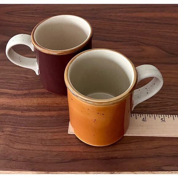 Vintage Ji Stonecrest Mug Set - Margaret F2 Gale F4 Orange Brown Cup Coffee Tea - Picture 12 of 13